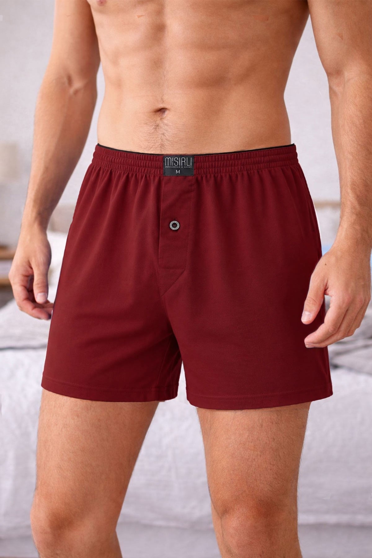 Mısırlı Erkek Pamuklu Ares Şort  Boxer Bordo