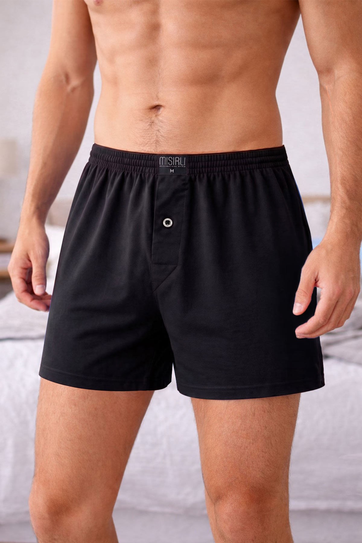 Mısırlı Erkek Pamuklu Ares Şort  Boxer Siyah
