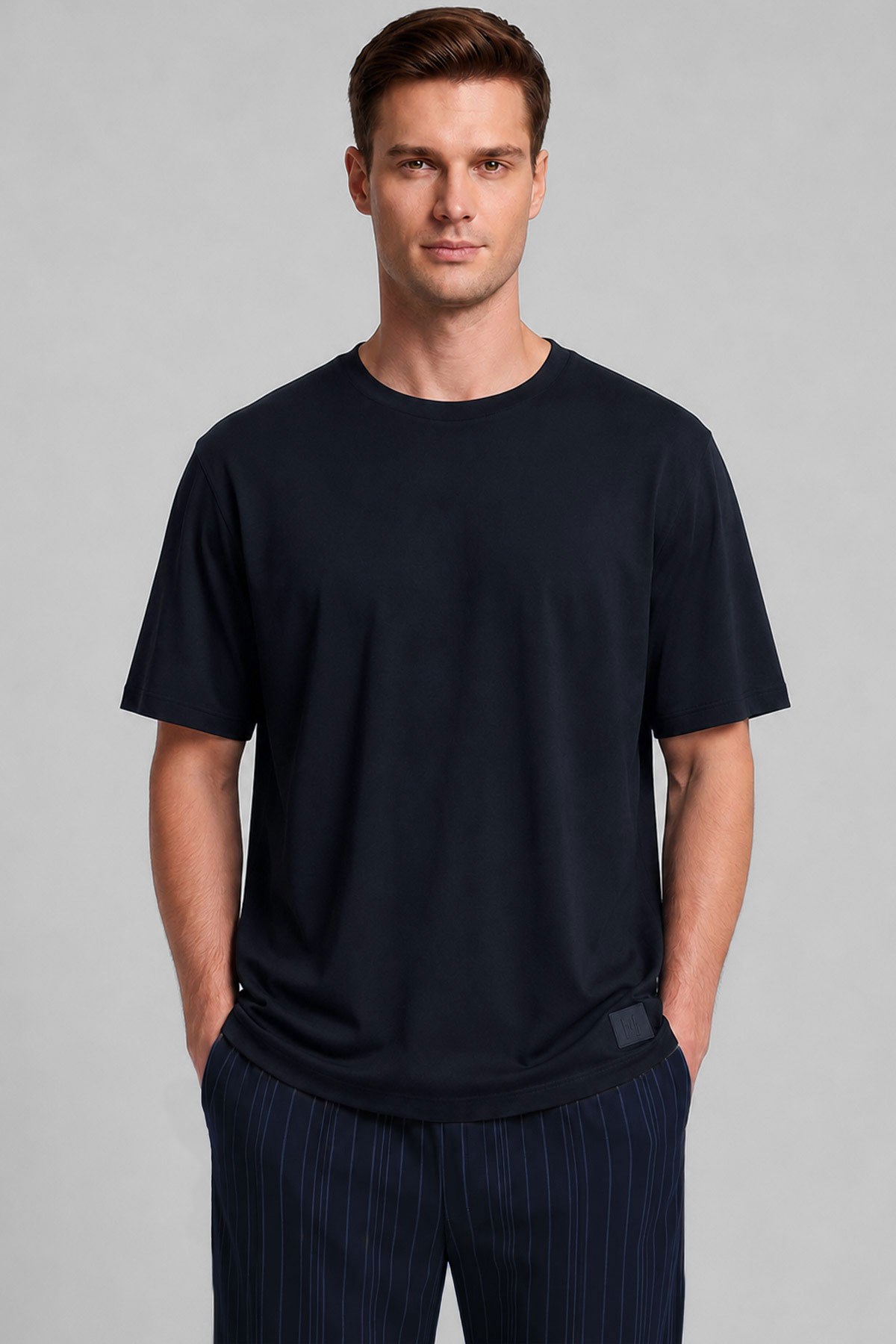 Mısırlı Erkek Relax Fit Penye T-Shirt Lacivert