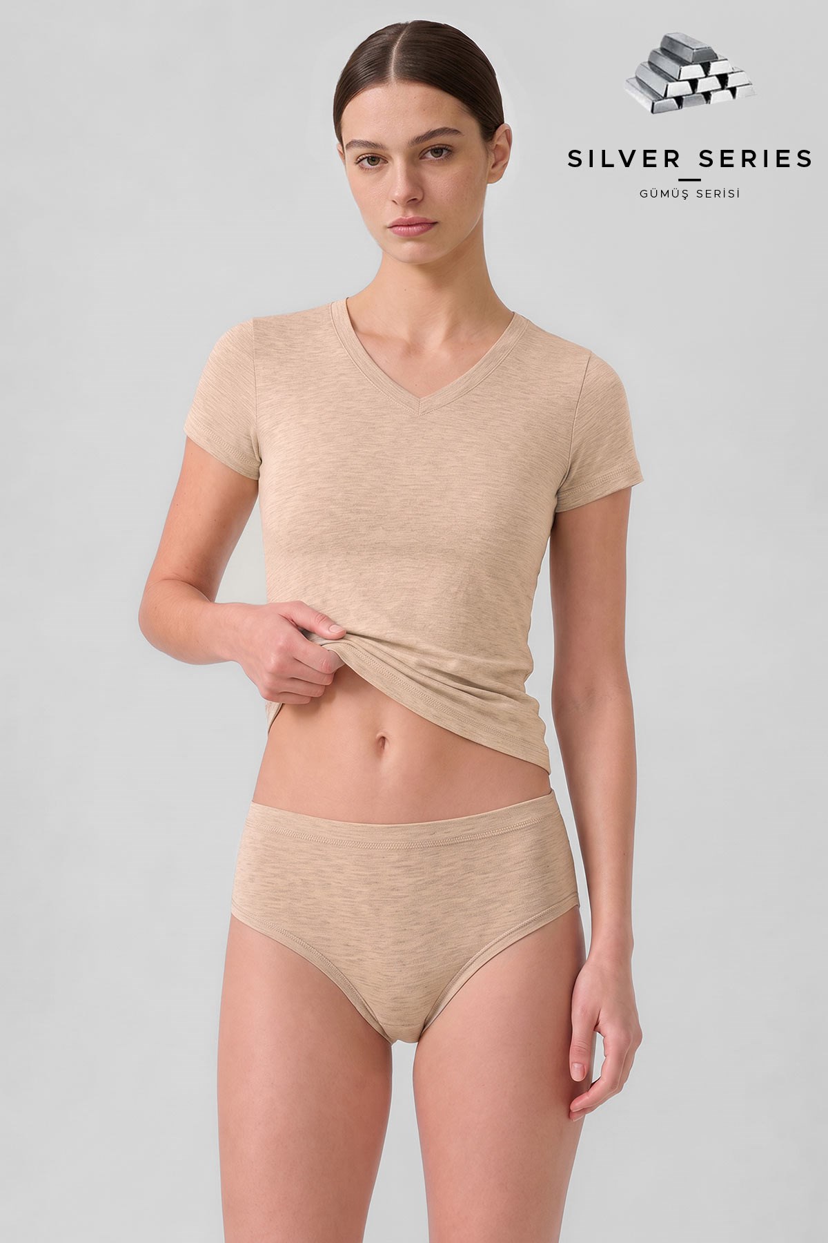 Mısırlı Kadın Gümüş Brief Slip Ten