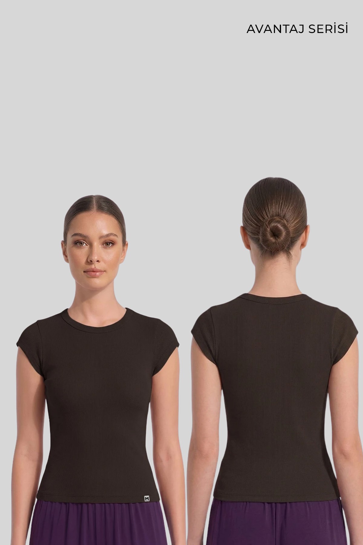 Mısırlı Kadın Kaşkorse Sıfır Kol Tshirt Kahverengi
