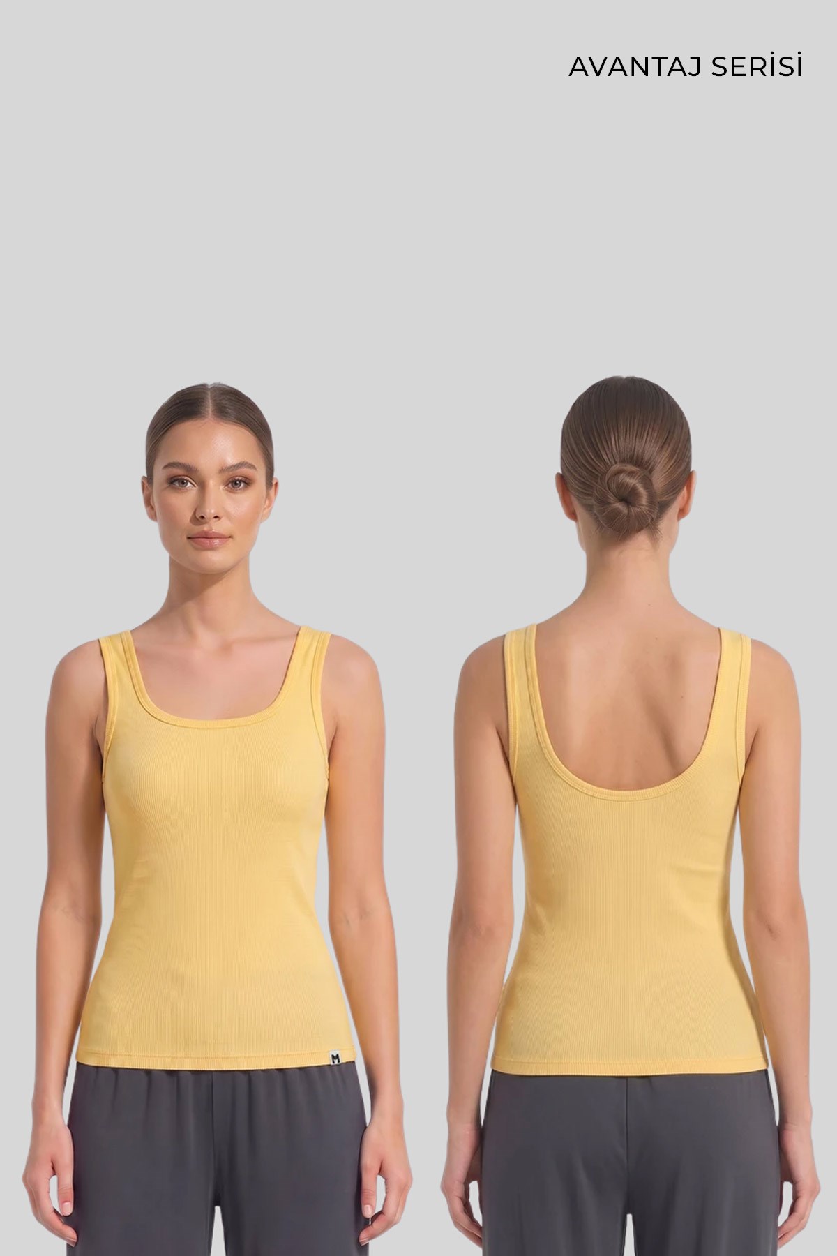 Mısırlı Kadın Kaşkorse Sırt Açık Askılı Tshirt Sarı