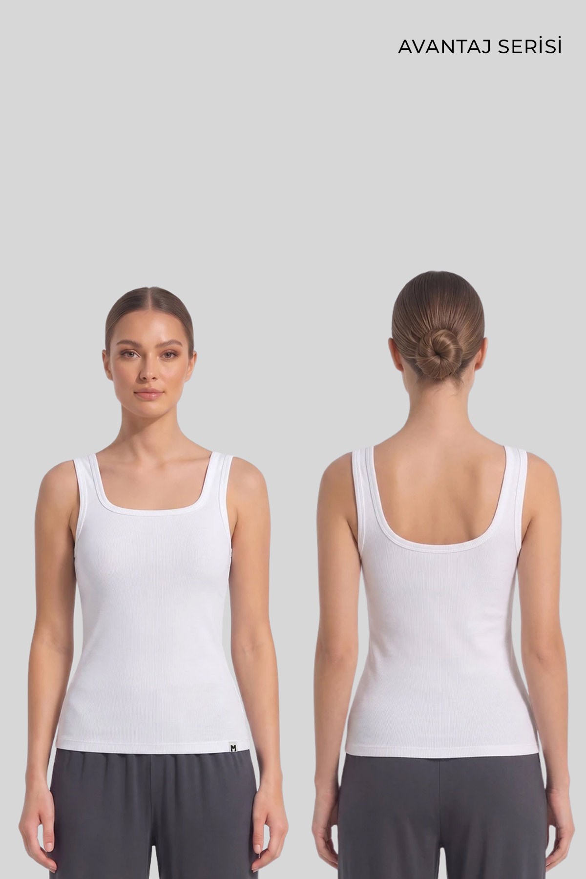 Mısırlı Kadın Kaşkorse Sırt Açık Askılı Tshirt Beyaz
