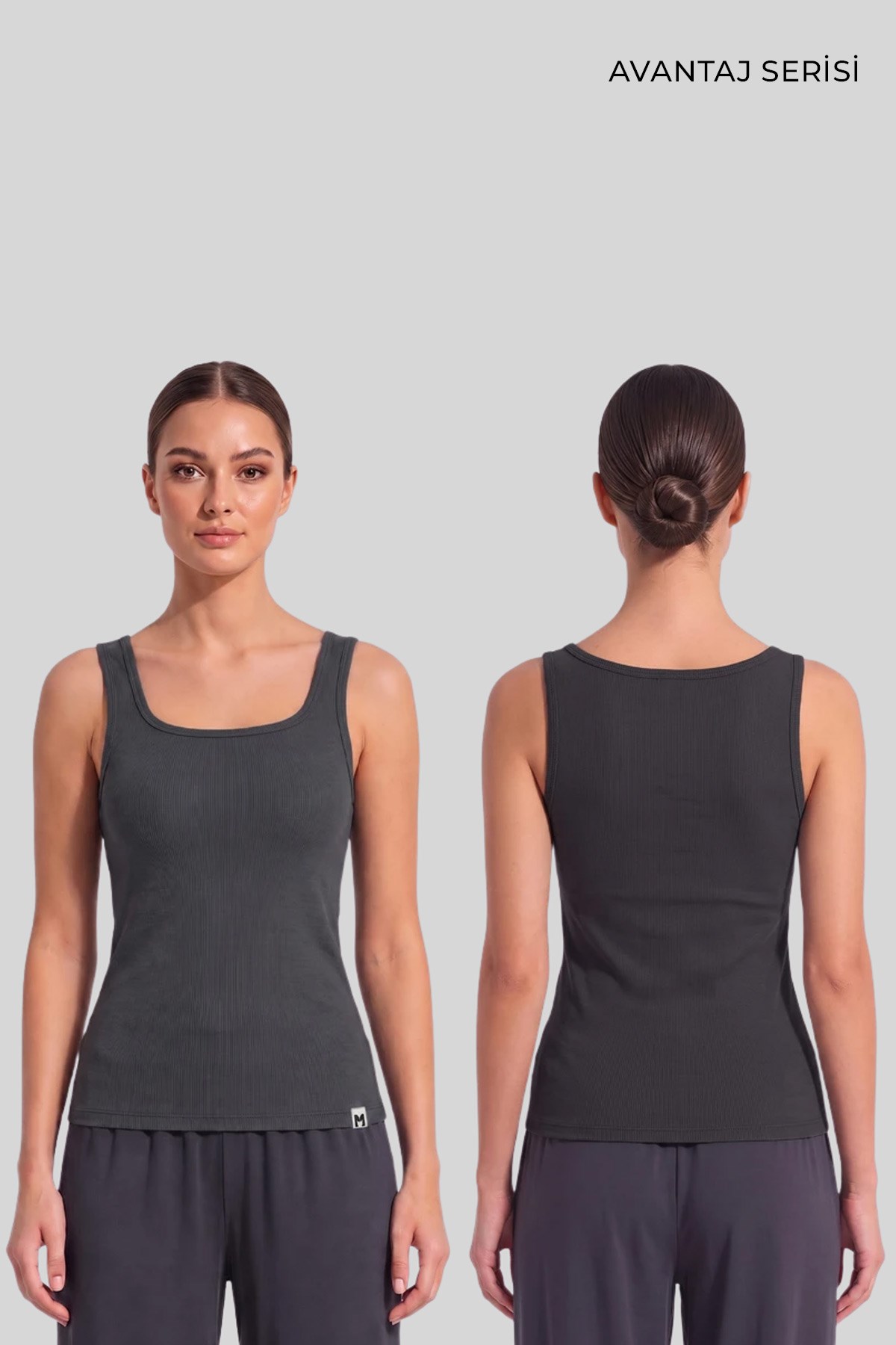 Mısırlı Kadın Kaşkorse Sırtı Kapalı Askılı Tshirt Füme