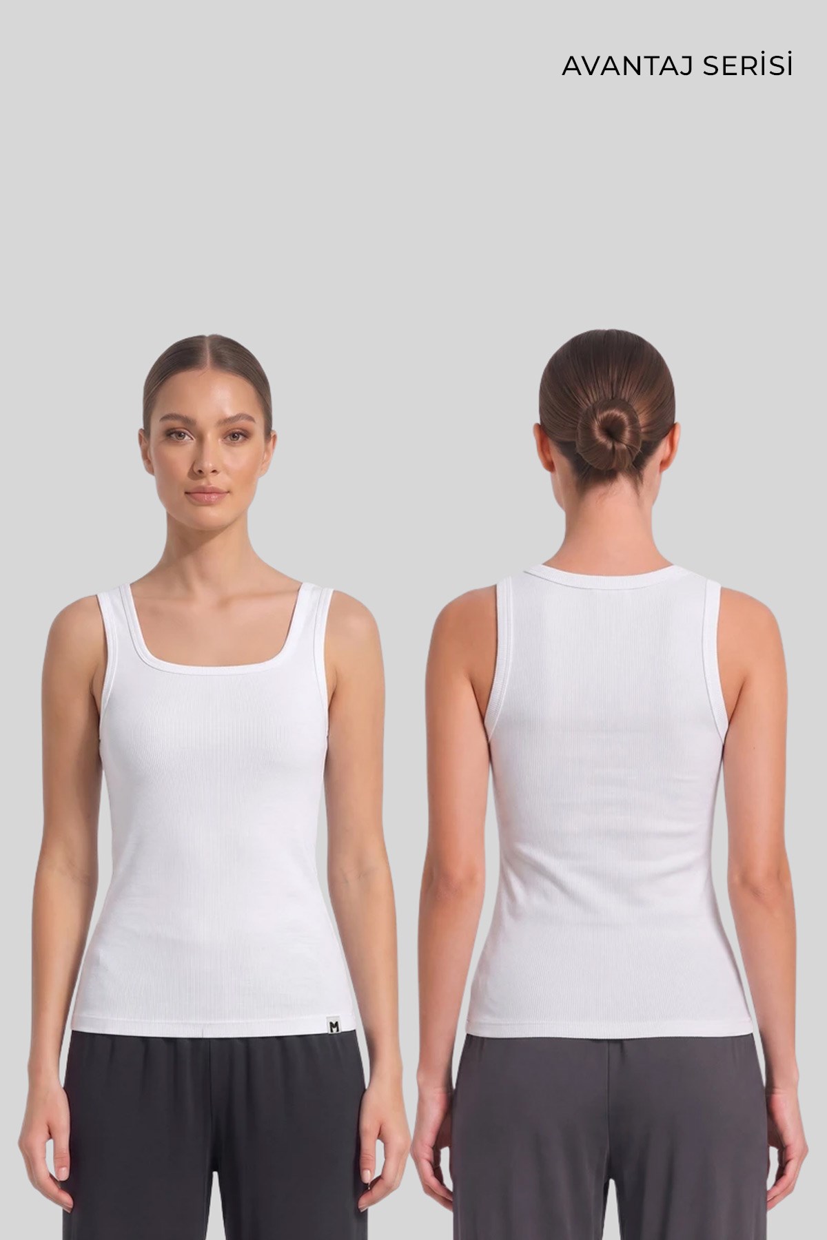 Mısırlı Kadın Kaşkorse Sırtı Kapalı Askılı Tshirt Beyaz