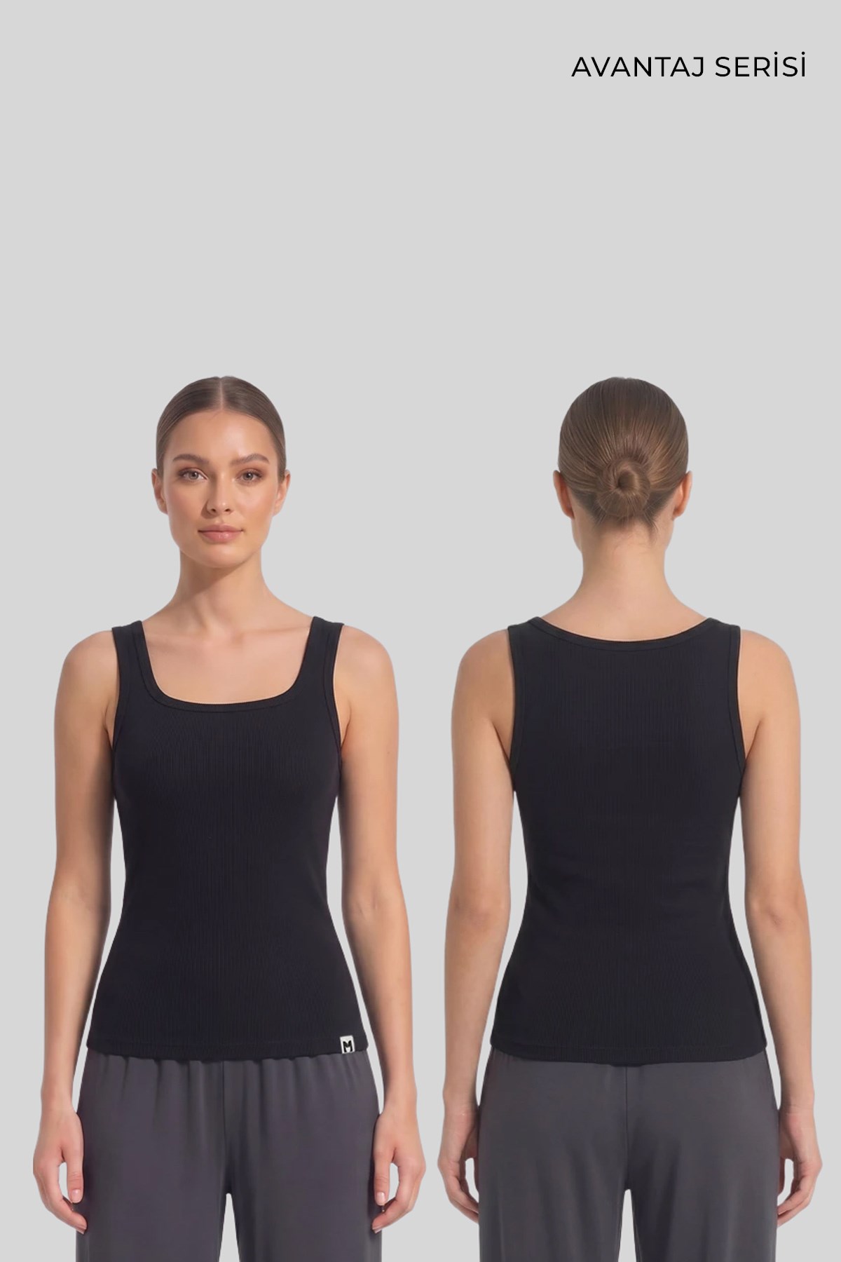 Mısırlı Kadın Kaşkorse Sırtı Kapalı Askılı Tshirt Siyah