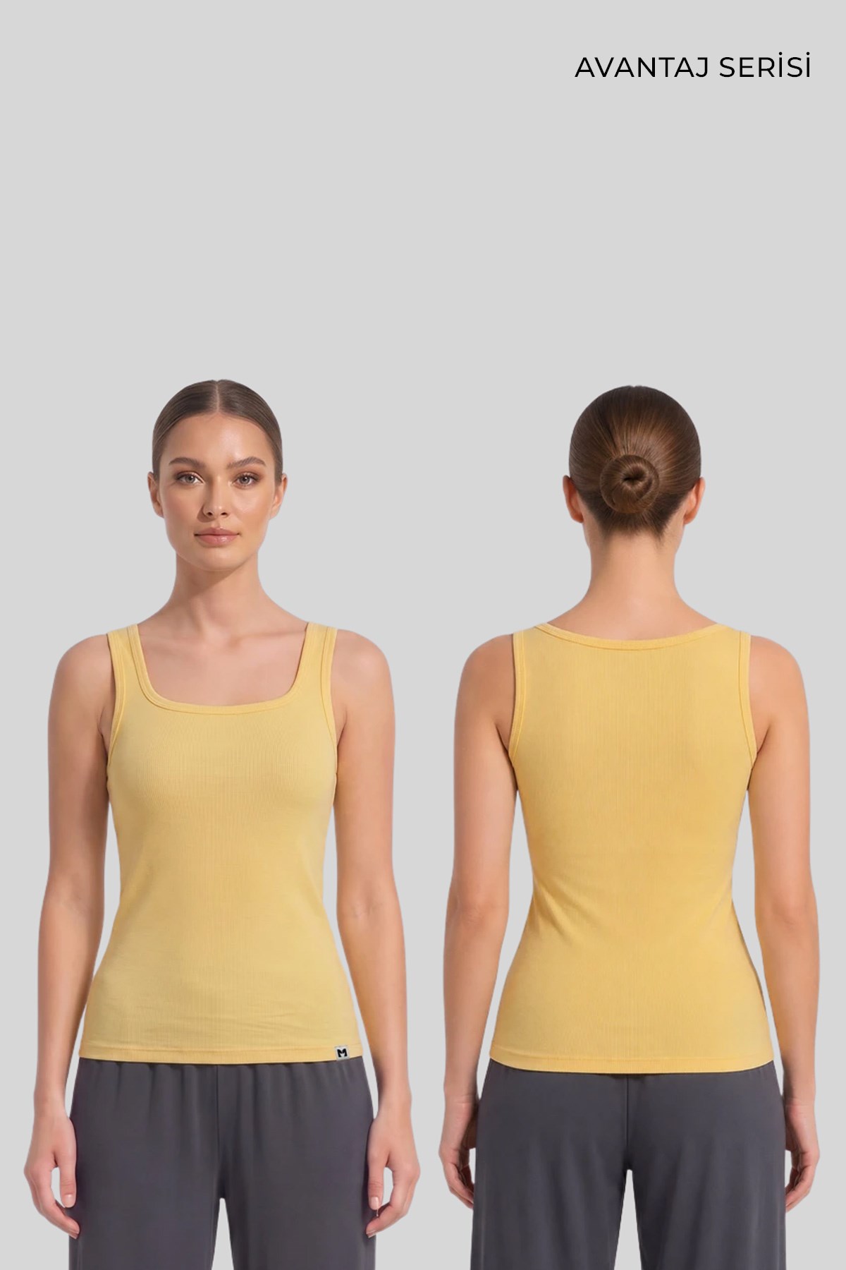 Mısırlı Kadın Kaşkorse Sırtı Kapalı Askılı Tshirt Sarı