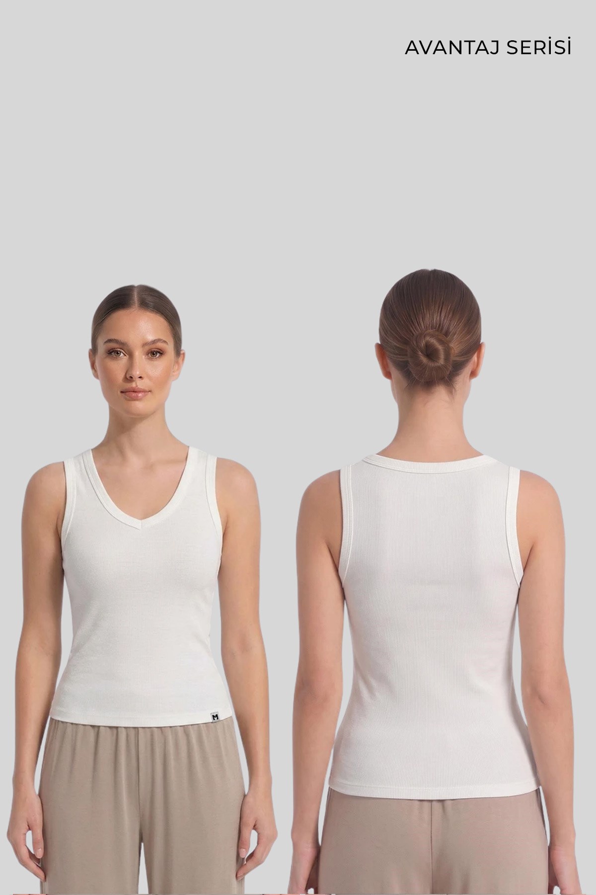 Mısırlı Kadın Kaşkorse V Yaka Tshirt Beyaz