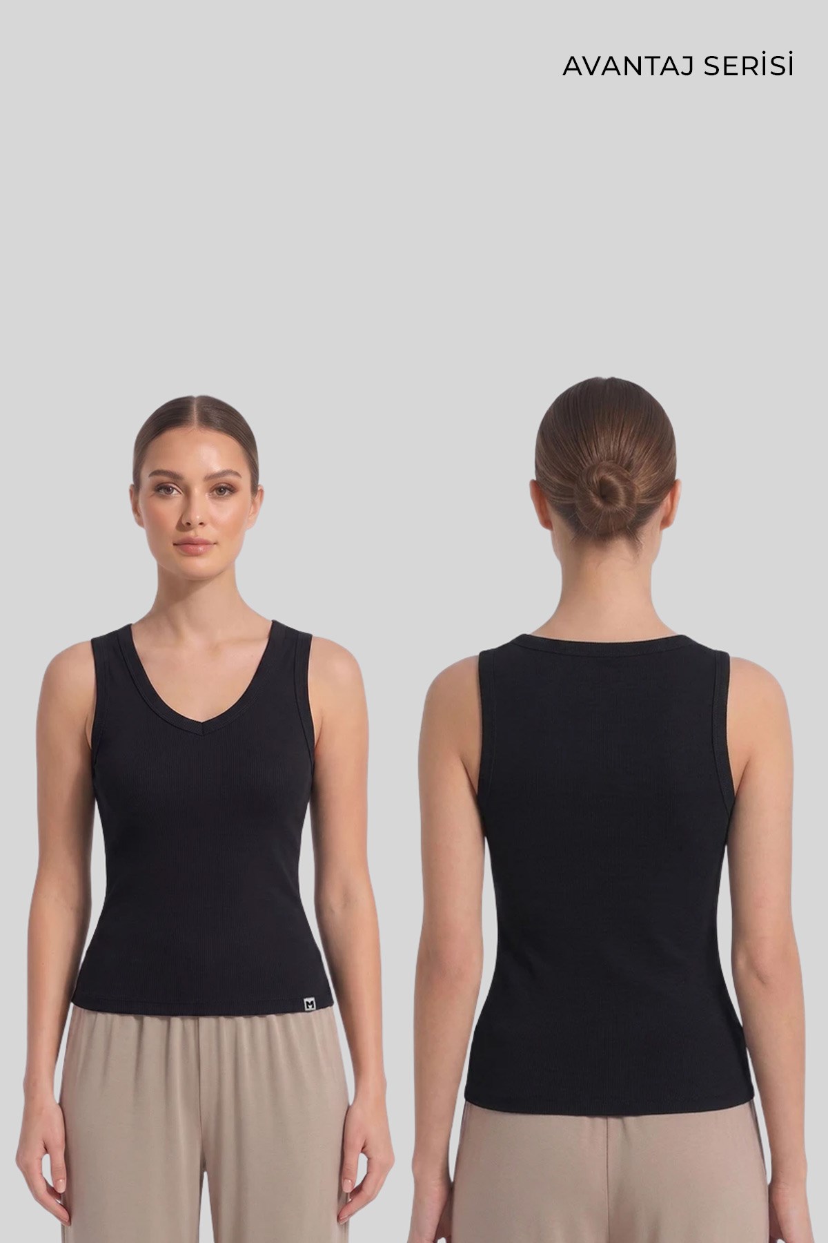 Mısırlı Kadın Kaşkorse V Yaka Tshirt Siyah