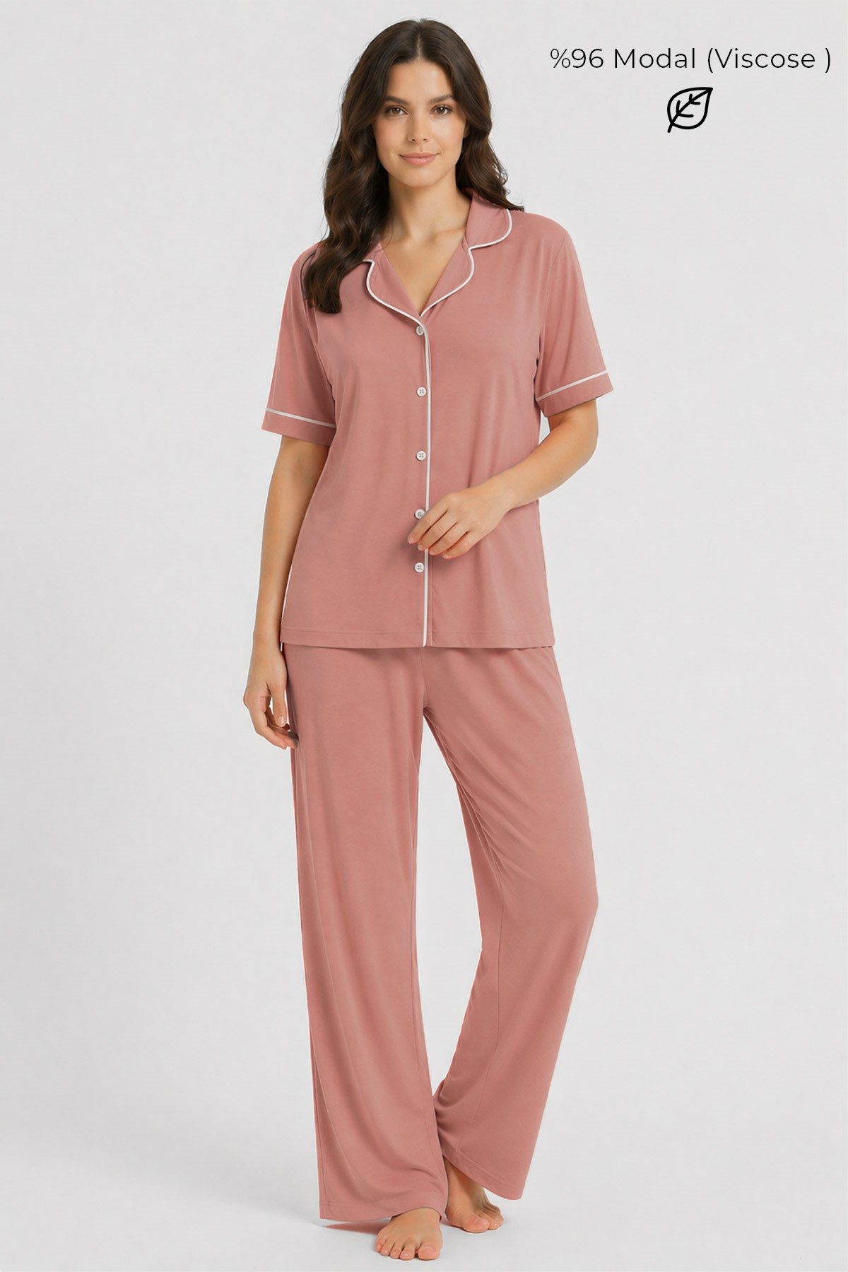 Mısırlı Kadın Modal Pijama Takım Açık Pembe