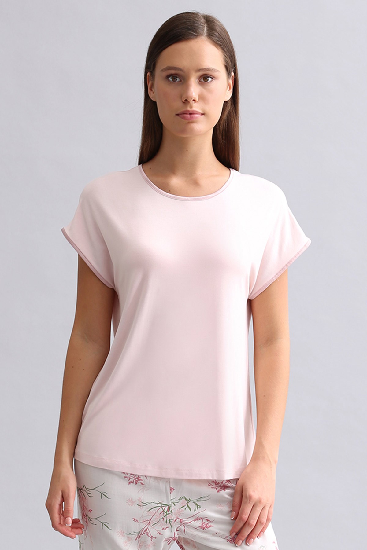 Mısırlı Kadın Örme Kısa Kol T-shirt Açık Pembe