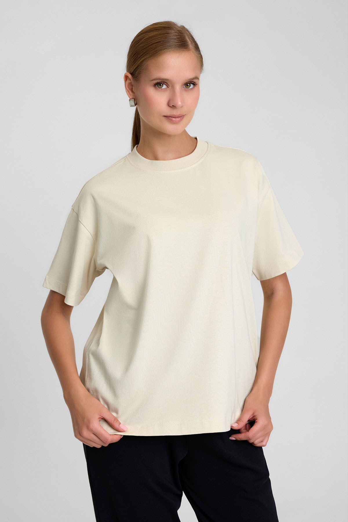 Mısırlı Kadın Oversize T-shirt Ekru