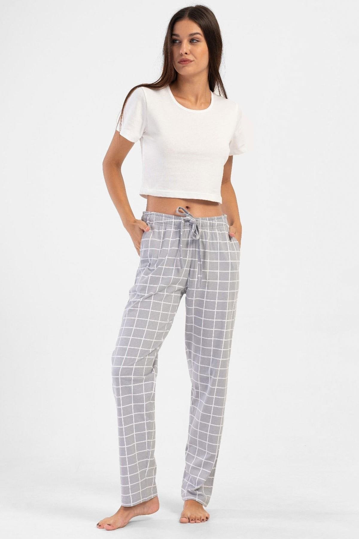 Mısırlı Kadın Pamuklu Pijama Altı Taş