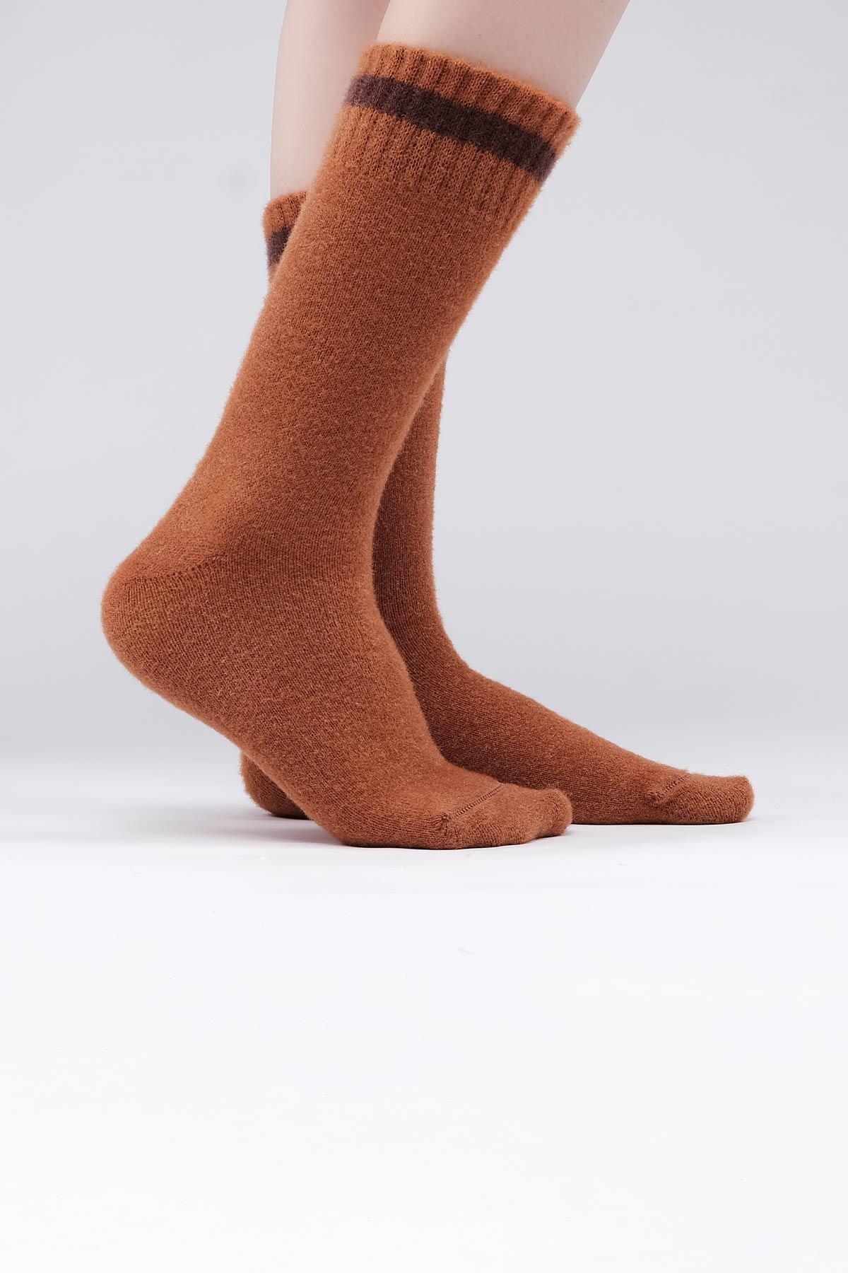 Mısırlı Kadın Soft Peluş Termal Tekli Soket Çorap Kiremit
