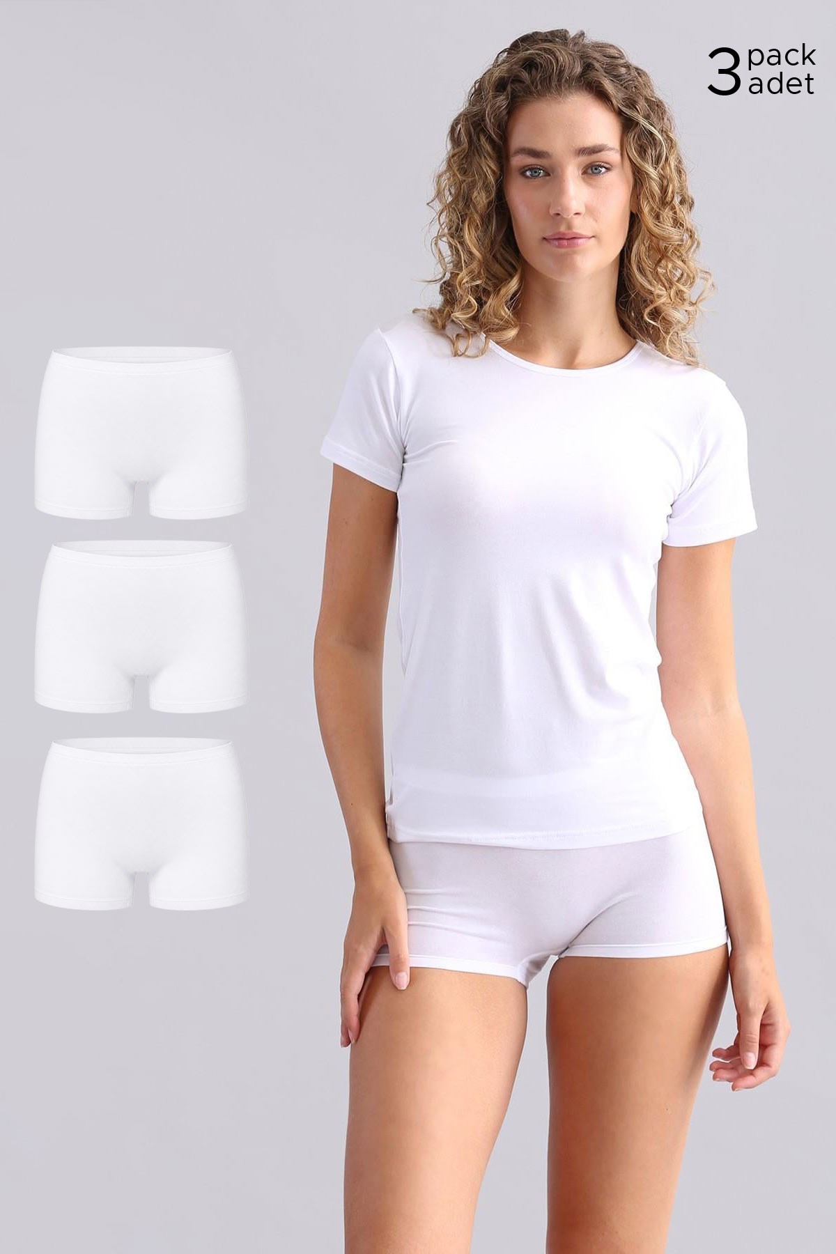 Mısırlı Modal by TENCEL ANNA Üçlü Boxer Külot Beyaz