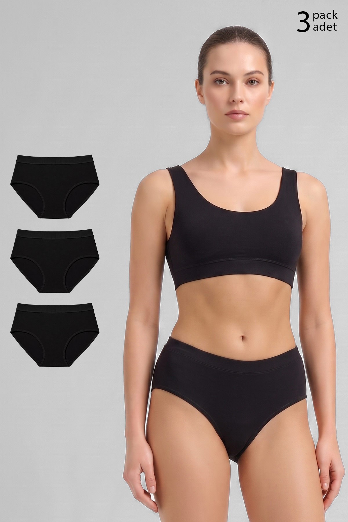 Mısırlı Modal by TENCEL HERA Brief Gizli Lastikli 3'lü Slip Külot Siyah