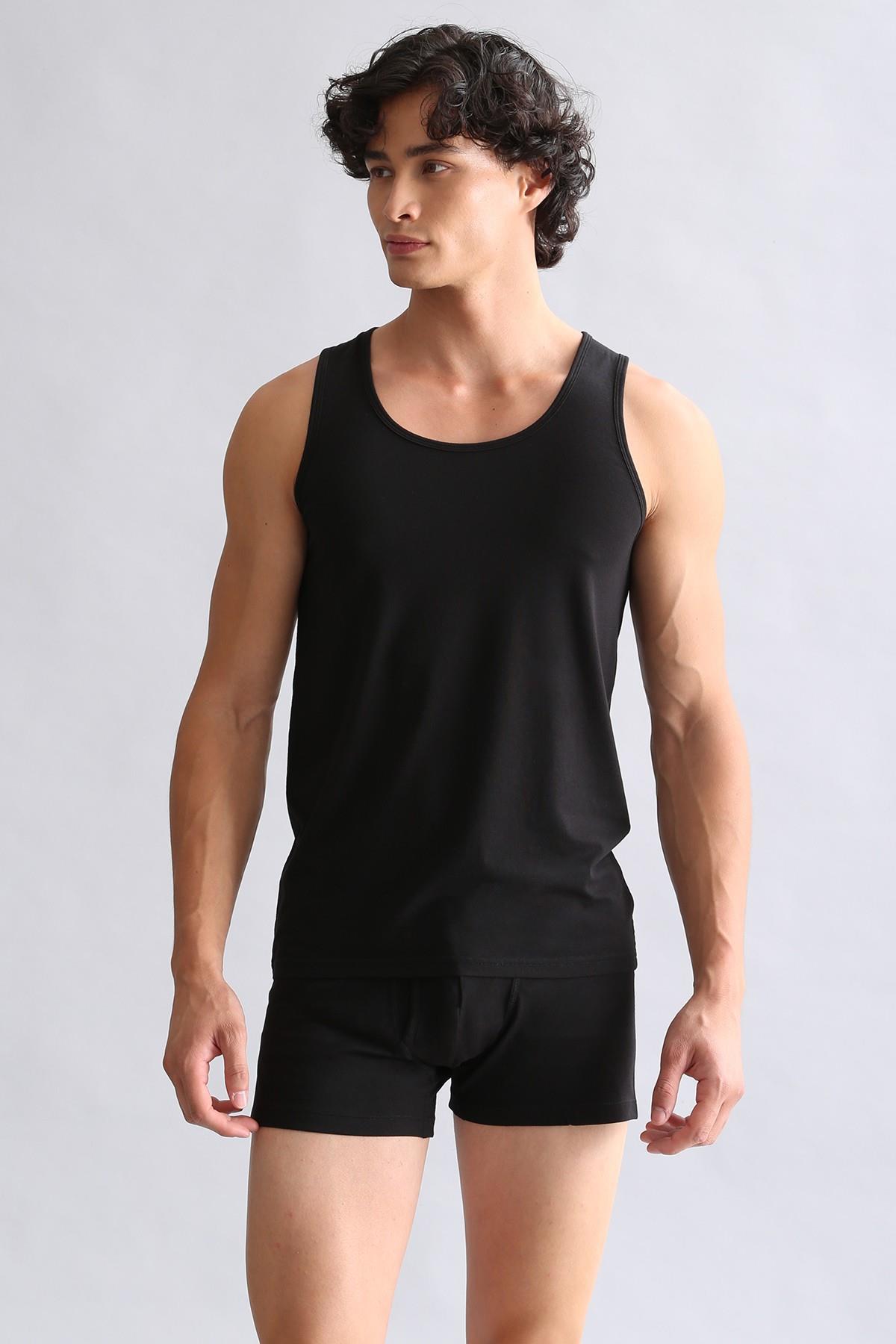 Mısırlı Modal by TENCEL HERCULES Slim Fit Basic Atlet Siyah
