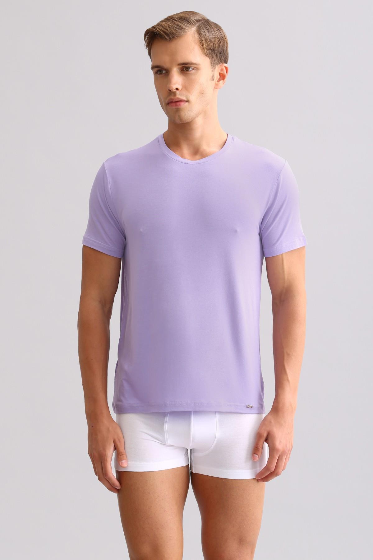 Mısırlı ORGANIC Pamuklu ZEUS LUXURY Regular Fit Bisiklet Yaka Fanila / T-Shirt Mor