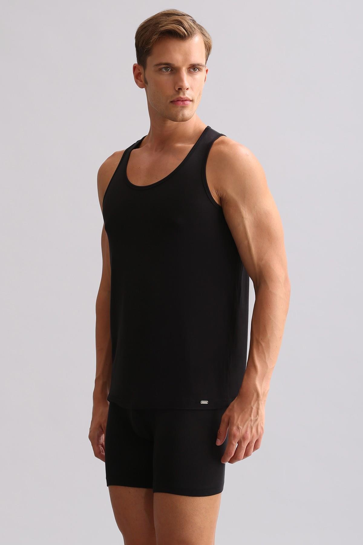 Mısırlı ORGANIC Pamuklu ZEUS LUXURY Regular Fit Basic Atlet Siyah