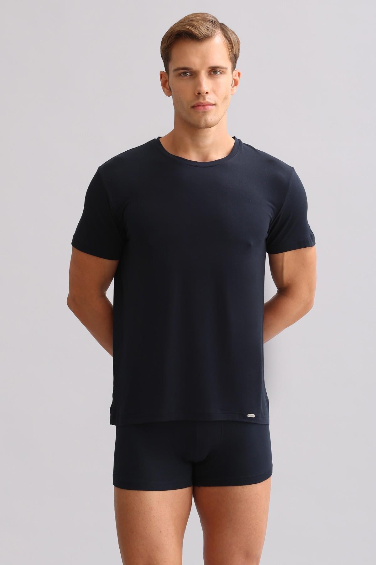 Mısırlı ORGANIC Pamuklu ZEUS LUXURY Regular Fit Bisiklet Yaka Fanila / T-Shirt Lacivert