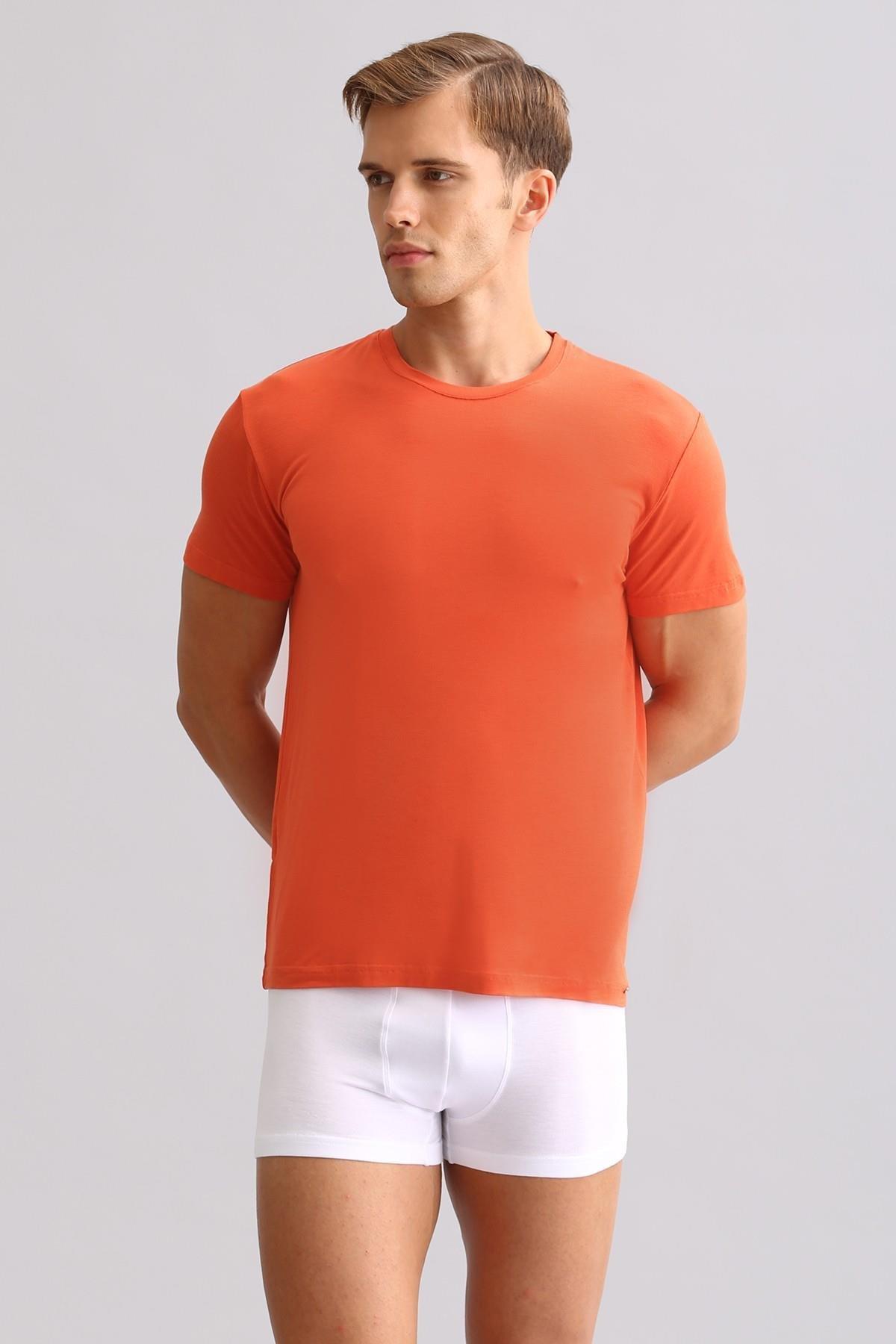 Mısırlı ORGANIC Pamuklu ZEUS LUXURY Regular Fit Bisiklet Yaka Fanila / T-Shirt Pas Kırmızısı