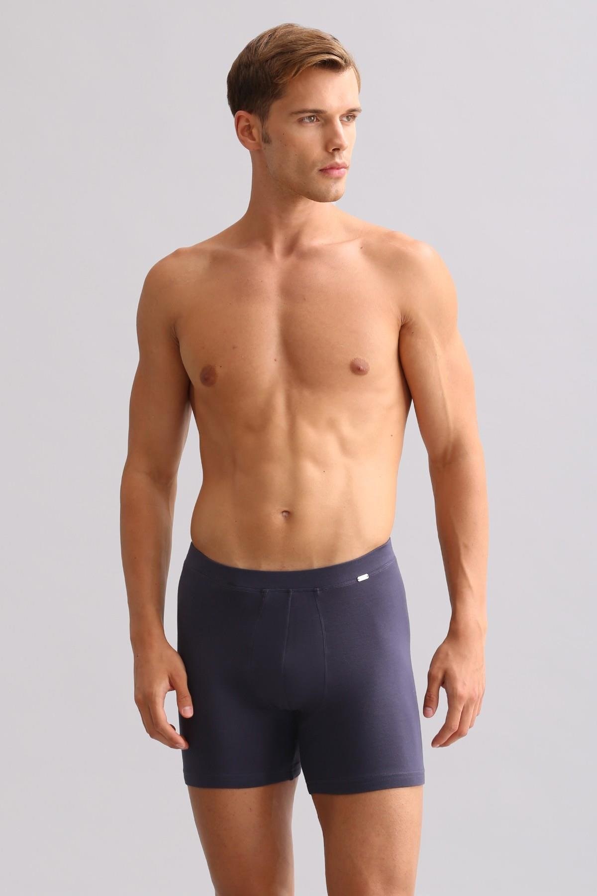 Mısırlı ORGANIC Pamuklu ZEUS LUXURY Regular Fit Metal Armalı Long Boxer Antrasit