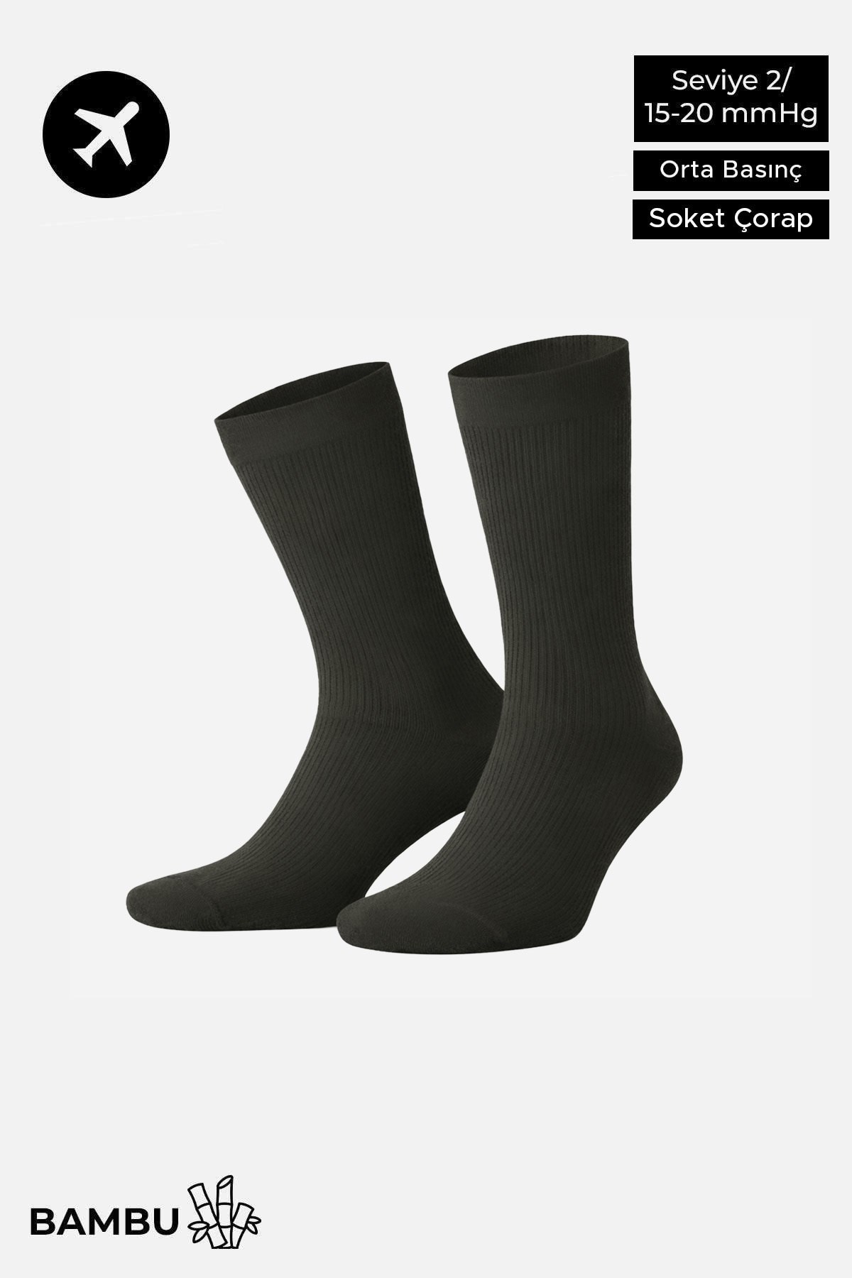 Mısırlı Unisex Bambu Özel Sıkılaştırıcı Teknolojiyle Uçuş ve Pilot Soket Çorap Koyu Haki