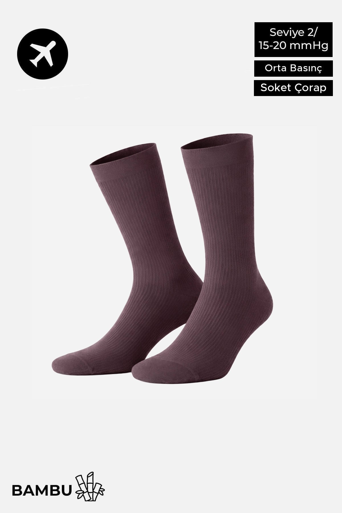 Mısırlı Unisex Bambu Özel Sıkılaştırıcı Teknolojiyle Uçuş ve Pilot Soket Çorap Lavender