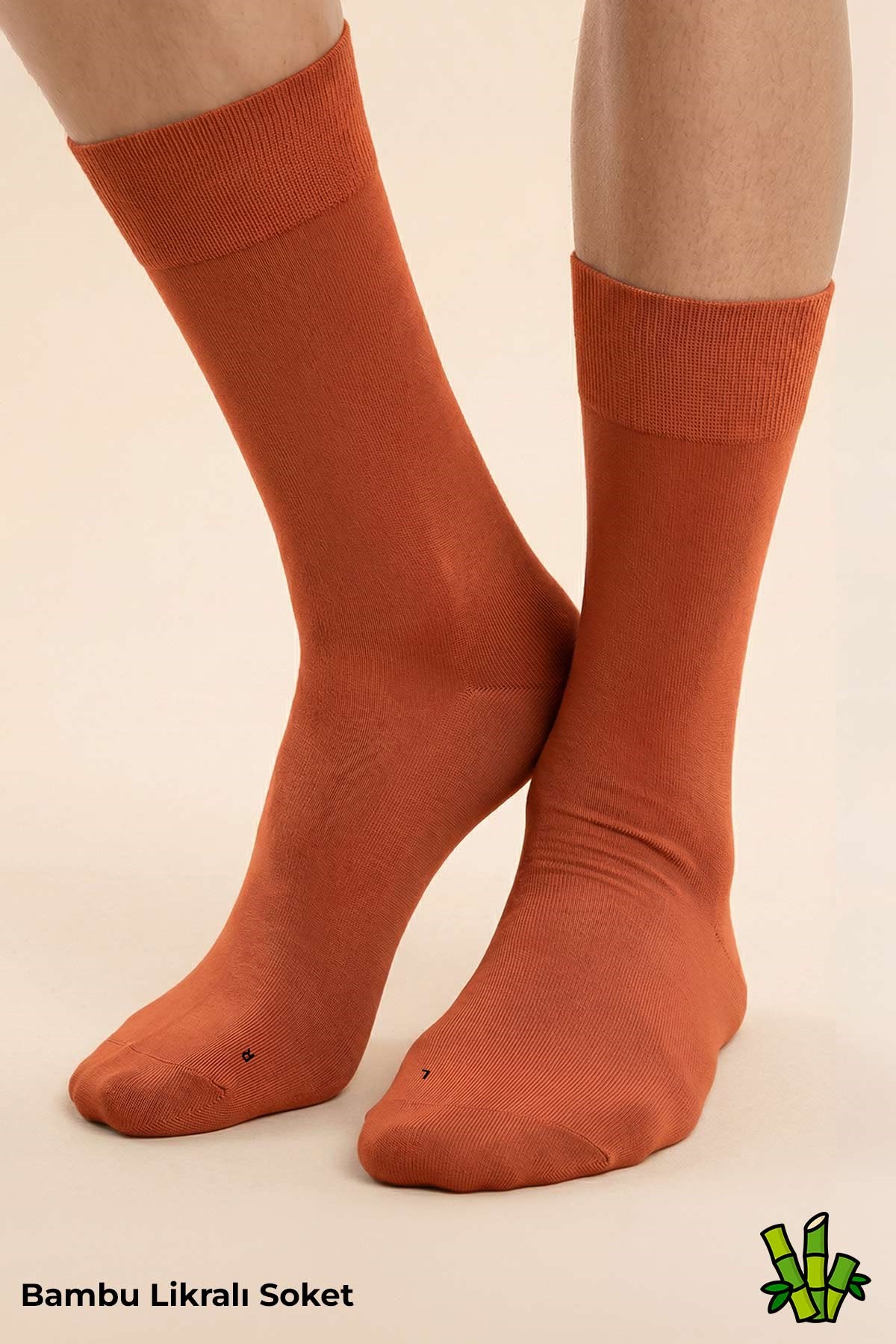 Mısırlı Unisex Bambu Soket Çorap Likralı Pas Kırmızısı
