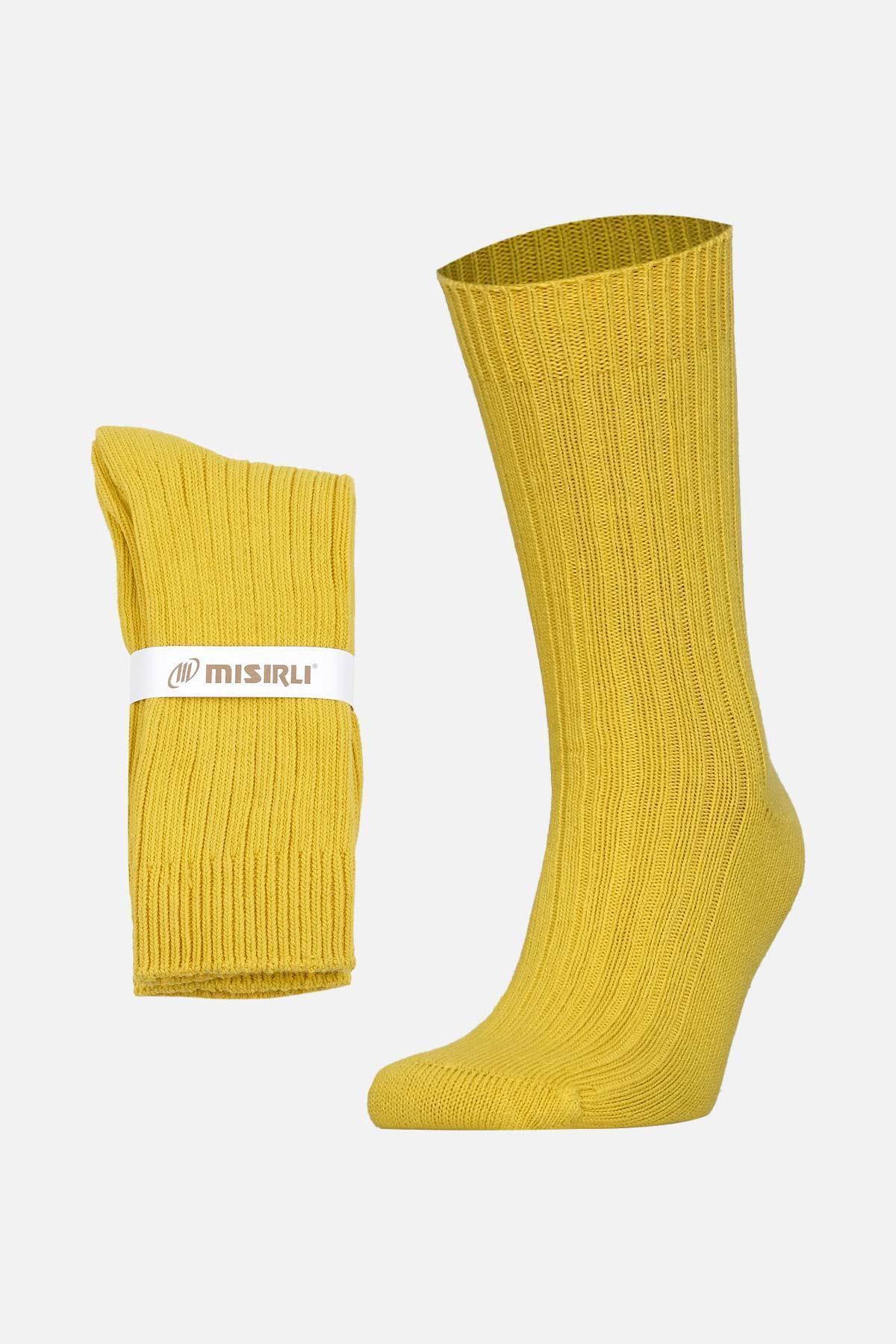 Mısırlı Unisex Pamuklu Bio Cotton Kışlık Soket Çorap Sarı