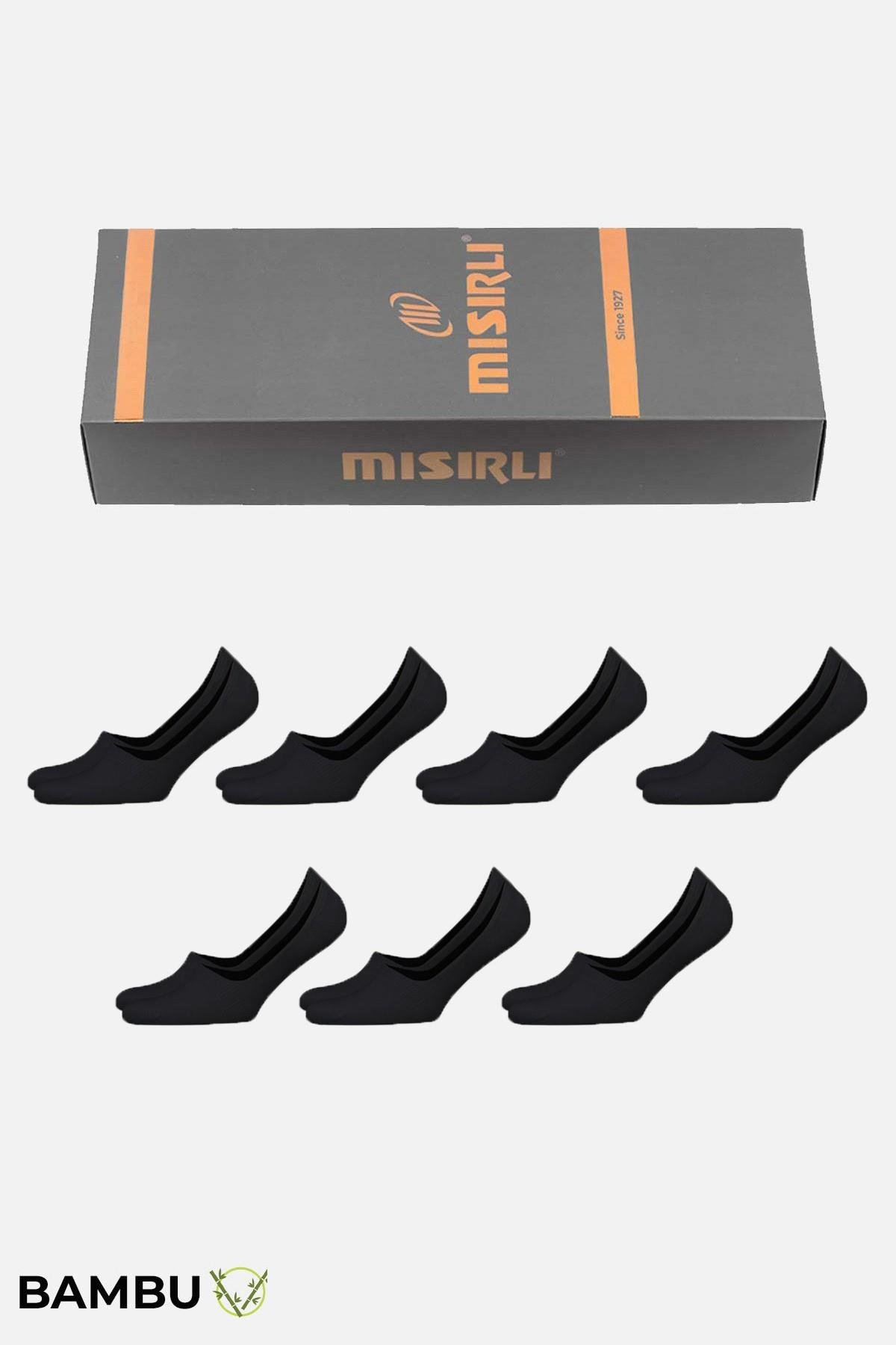 Mısırlı Unisex Bambu Kutulu 7 Çift Babet Çorap Siyah