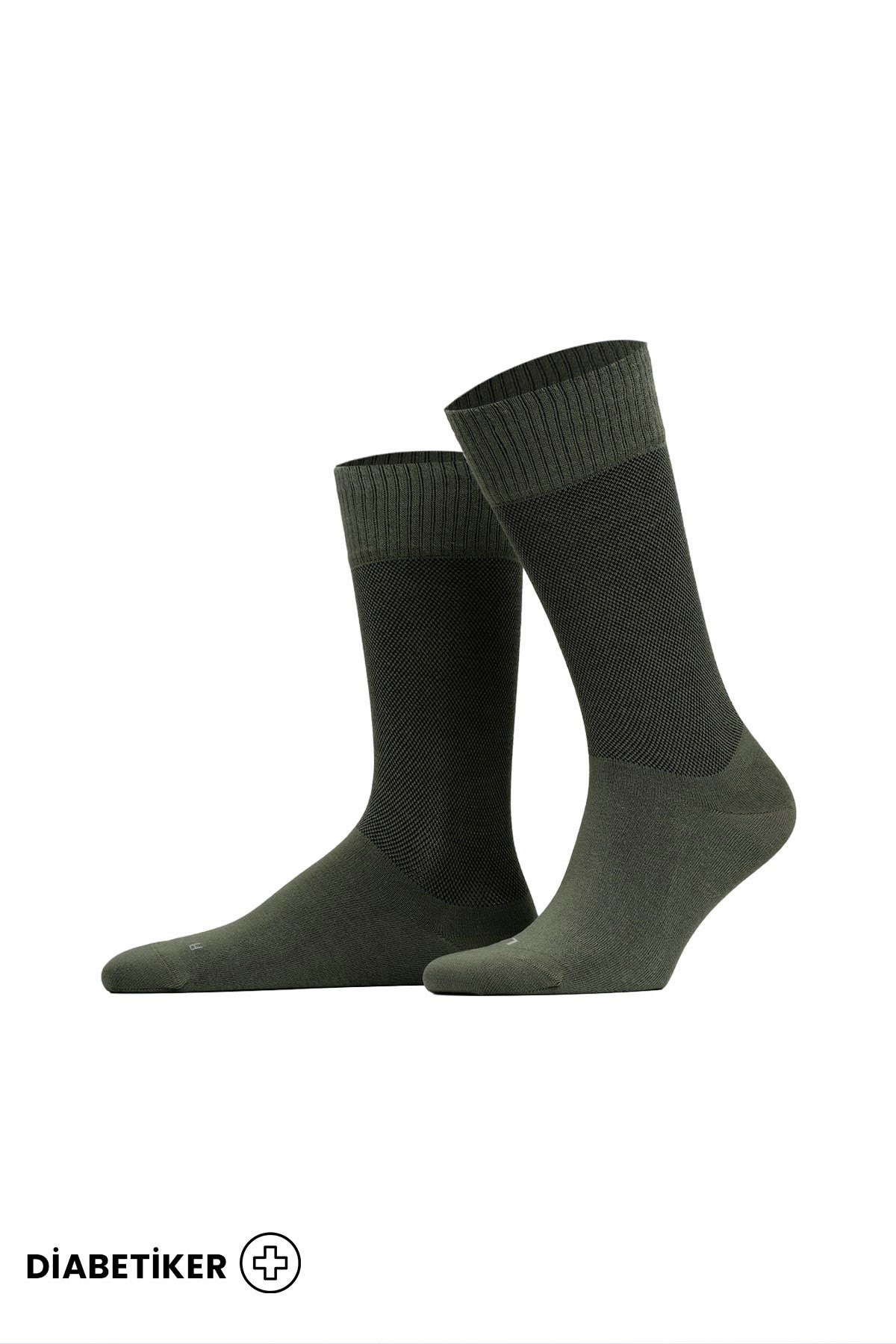 Unisex Diyabetik Bambu Soket Çorap Koyu Haki