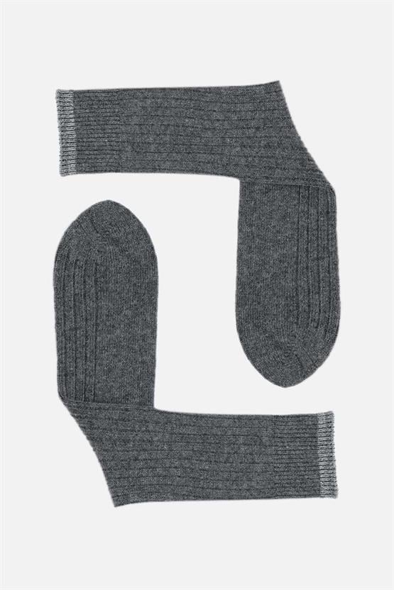 Aytuğ Erkek Kuzu Yüzü (Lambswool) Tekli Soket Çorap Füme