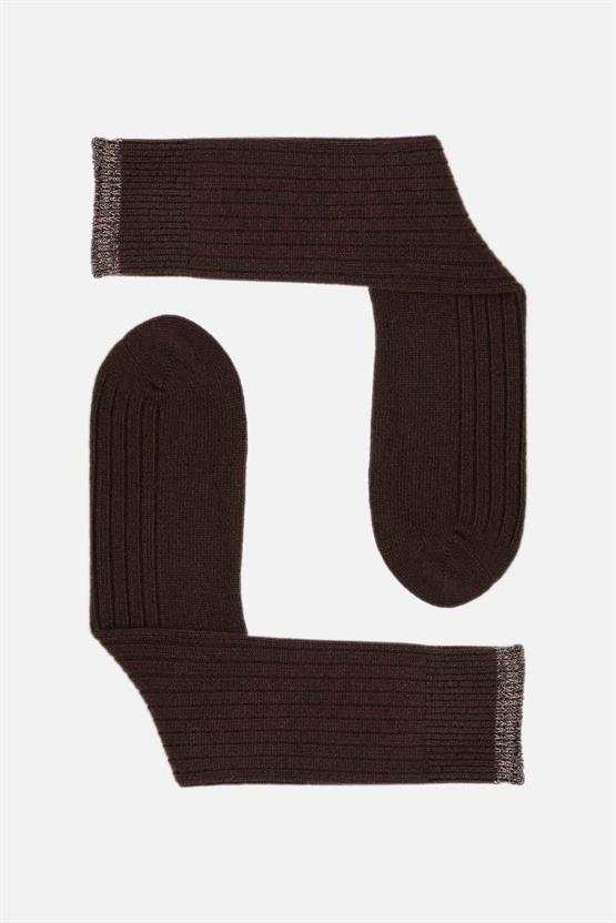 Aytuğ Erkek Kuzu Yüzü (Lambswool) Tekli Soket Çorap Kahverengi