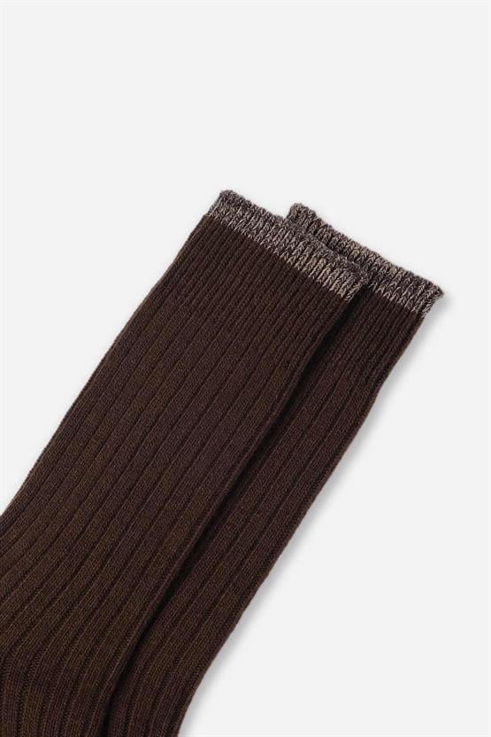 Aytuğ Erkek Kuzu Yüzü (Lambswool) Tekli Soket Çorap Kahverengi