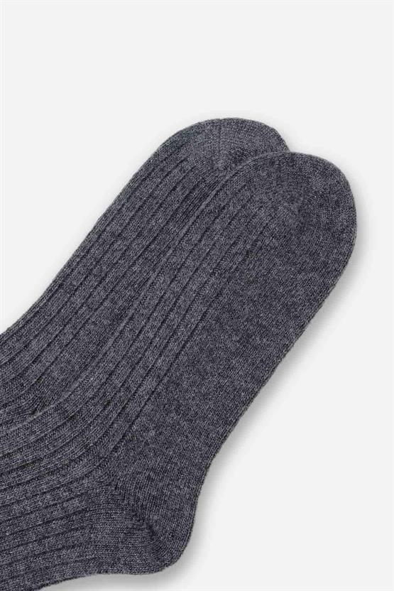 Aytuğ Erkek Kuzu Yüzü (Lambswool) Tekli Soket Çorap Füme