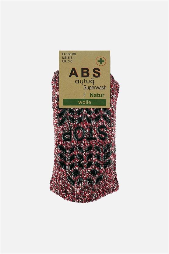 Aytuğ Erkek Merino Yünü Cold Blocker Kışlık Kaydırmaz Tabanlı Soket Çorap Kırmızı
