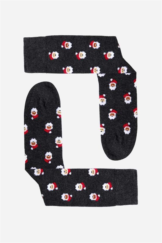 Aytuğ Erkek Pamuklu Tekli Yılbaşı Temalı Çorap Antrasit