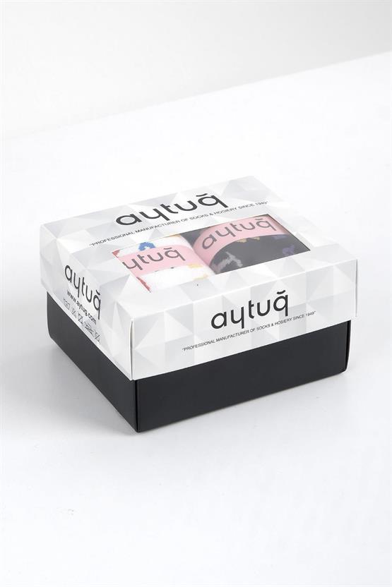 Aytuğ Kadın Bambu 4 Çift Özel Kutulu Soket Çorap Çok Renkli