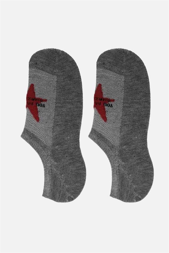 Aytuğ Kadın Bambu Tekli No Show Çorap Gri Melanj
