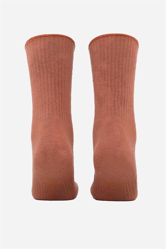 Aytuğ Kadın Pamuklu Tekli Havlu Soket Çorap Kahverengi