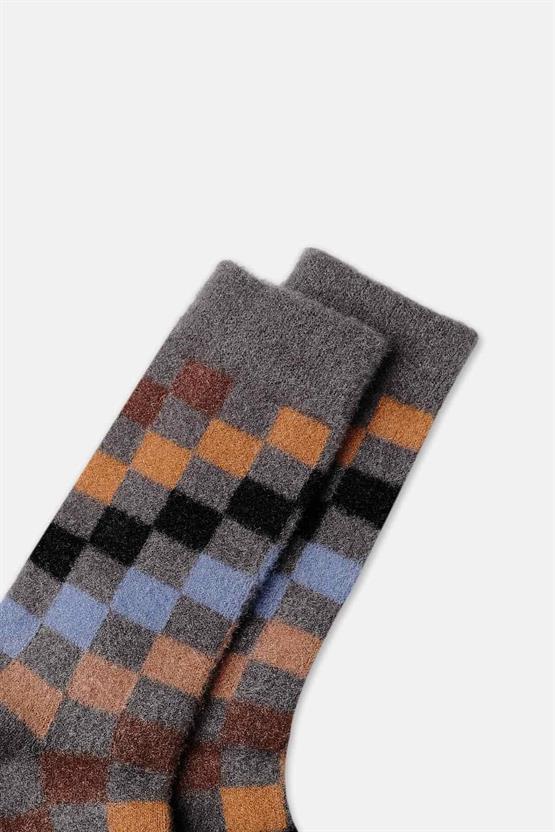 Aytuğ Kadın Soft Peluş Termal Tekli Soket Uyku Çorabı Füme
