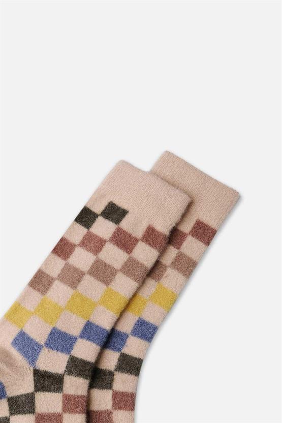 Aytuğ Kadın Soft Peluş Termal Tekli Soket Uyku Çorabı Sarı