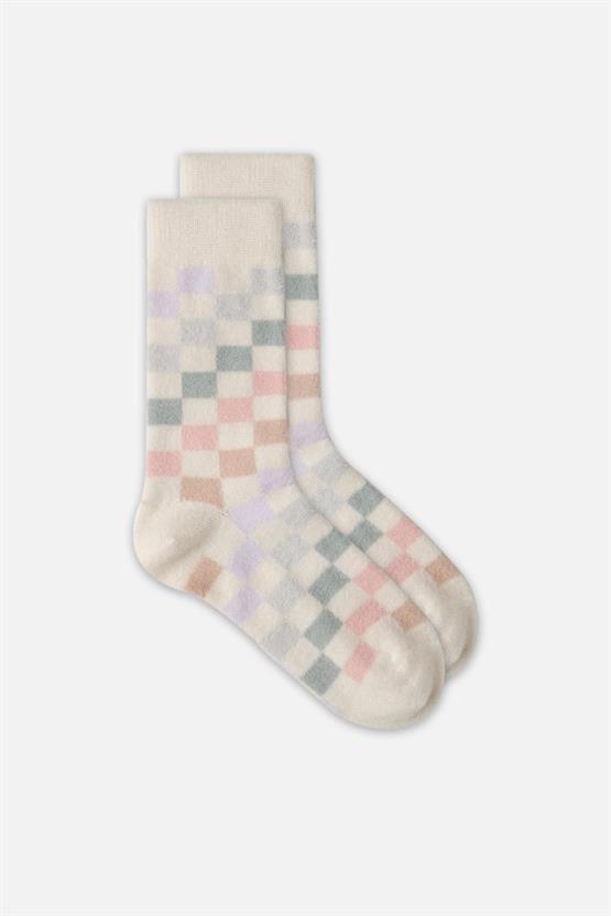 Aytuğ Kadın Soft Peluş Termal Tekli Soket Uyku Çorabı Ekru