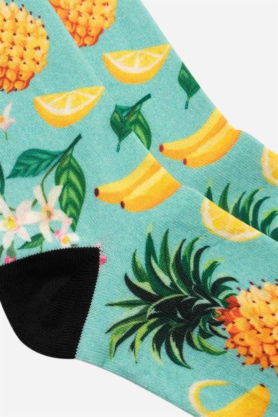 Aytuğ Unisex Pamuklu Yasemin Desenli Eğlenceli Soket Çorabı Çok Renkli
