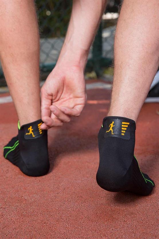 Aytuğ Unisex Sıkılaştırıcı Koşu Ve Spor Patik Çorap Siyah Siyah