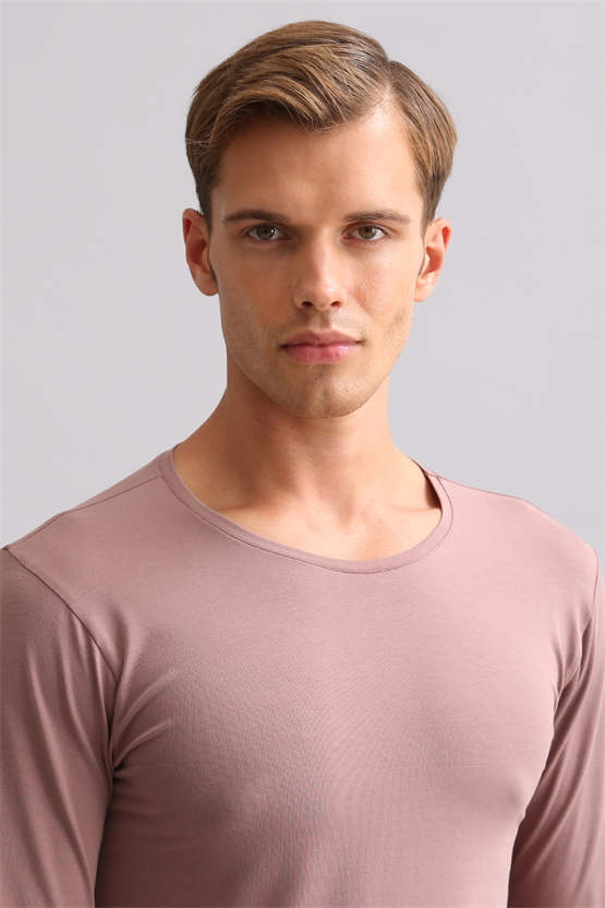 BAMBU HERCULES Slim Fit Bisiklet Yaka Uzun Kollu Erkek Fanila Lavender