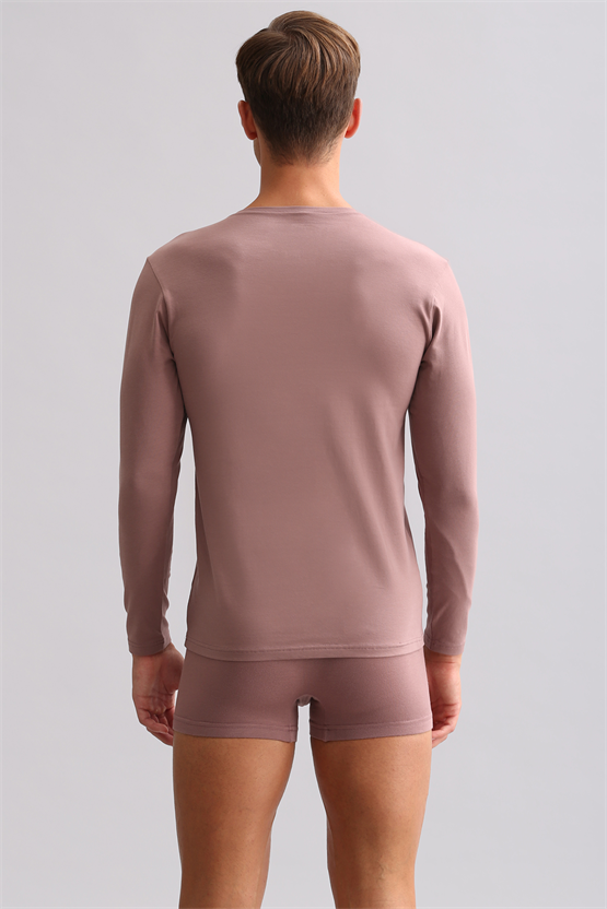 BAMBU HERCULES Slim Fit Bisiklet Yaka Uzun Kollu Erkek Fanila Lavender