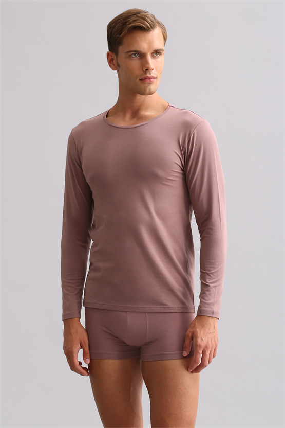 BAMBU HERCULES Slim Fit Bisiklet Yaka Uzun Kollu Erkek Fanila Lavender