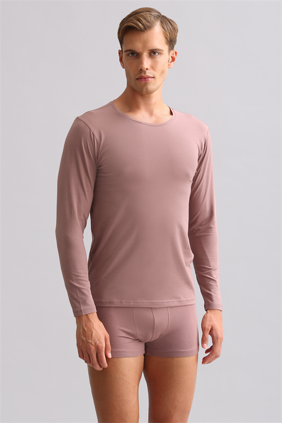 BAMBU HERCULES Slim Fit Bisiklet Yaka Uzun Kollu Erkek Fanila Lavender